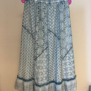 Soft Surroundings Blue and White Tiered Maxi Skirt
